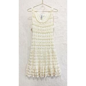 Vintage Studio M Stretch Lace 90s y2k Knee Length Dress Small Cream Color Fairy